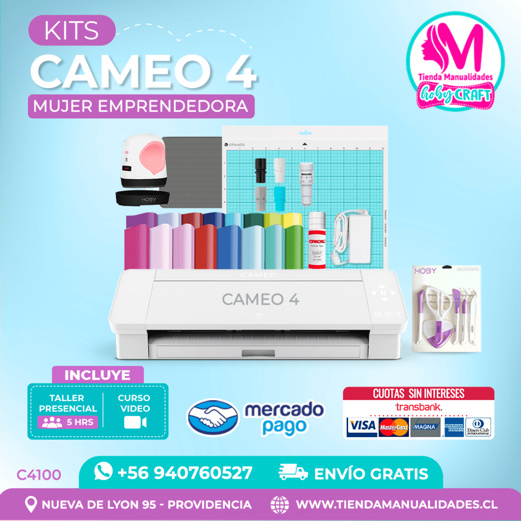 C4100 Plotter Silhouette Cameo 4 + Taller presencial – Envío gratis – Entrega inmediata