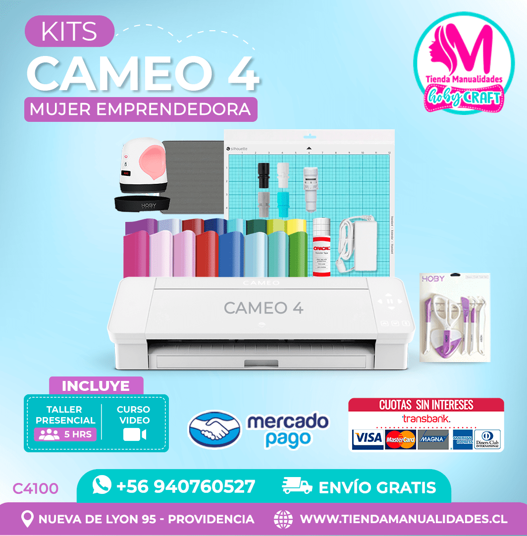 C4100 Plotter Silhouette Cameo 4 + Taller presencial – Envío gratis – Entrega inmediata