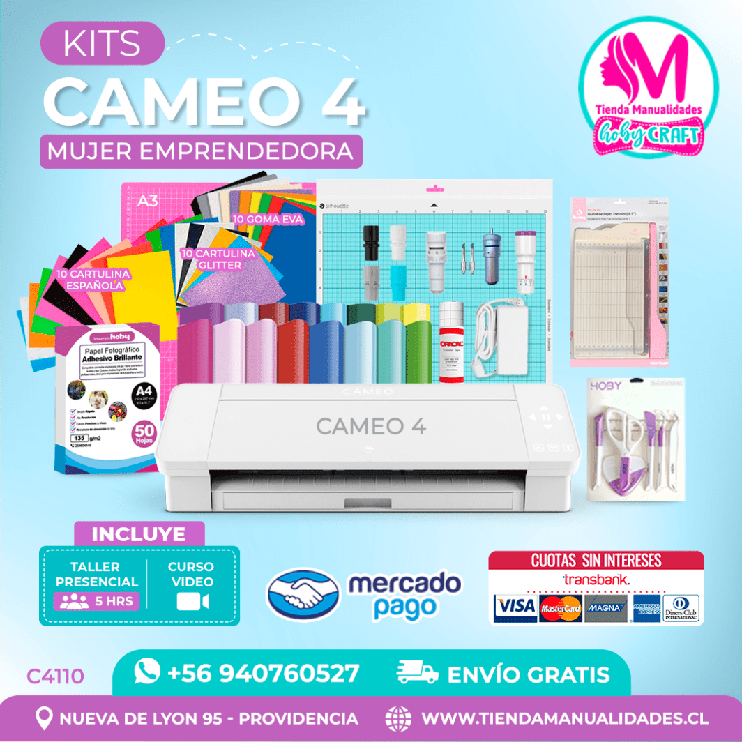 C4110 Plotter Silhouette Cameo 4 + Taller presencial – Envío gratis – Entrega inmediata