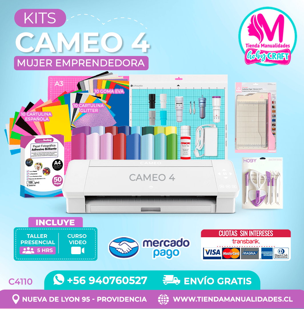 C4110 Plotter Silhouette Cameo 4 + Taller presencial – Envío gratis – Entrega inmediata