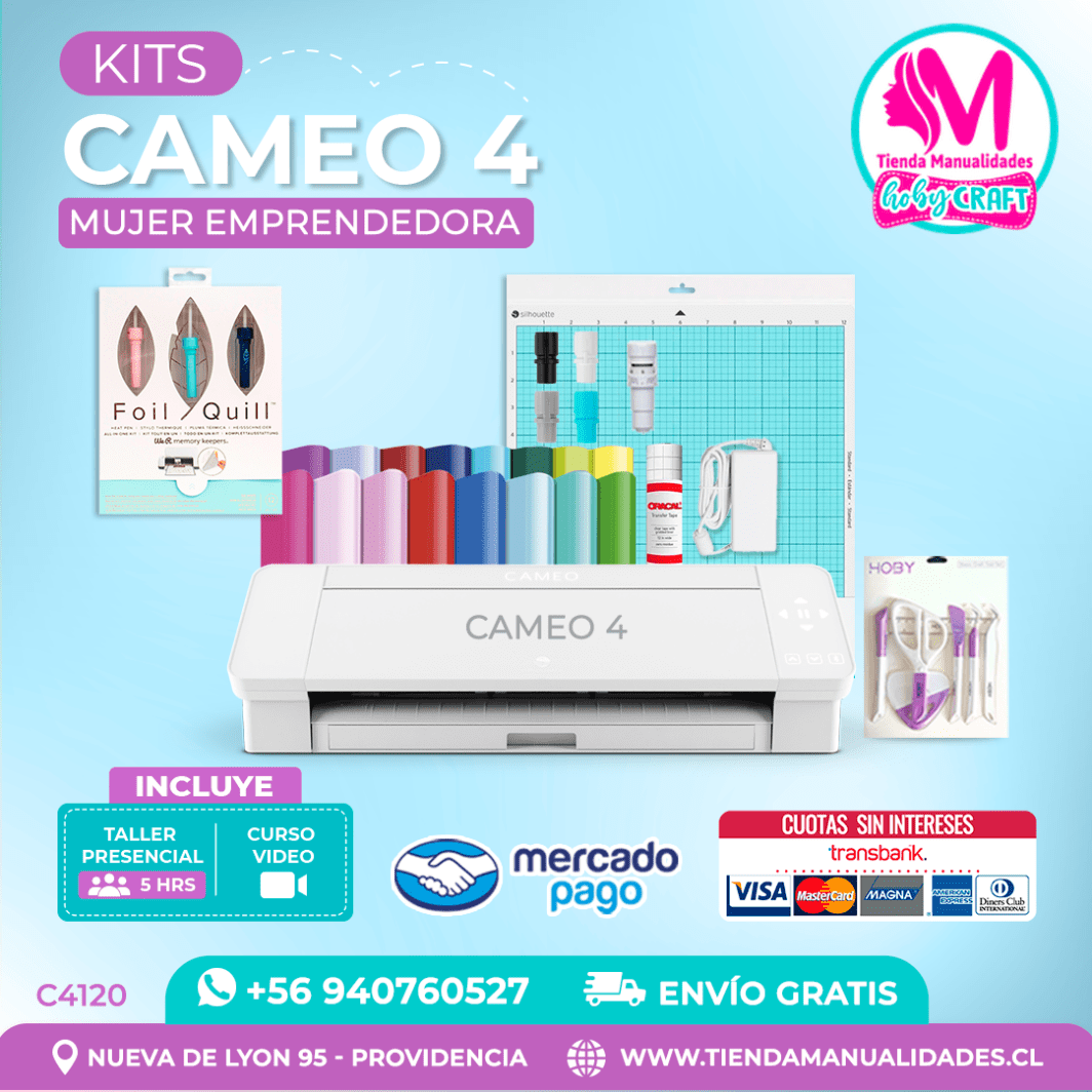 C4120 Plotter Silhouette Cameo 4 + Taller presencial – Envío gratis – Entrega inmediata