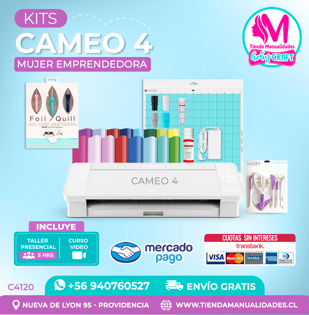 C4120 Plotter Silhouette Cameo 4 + Taller presencial – Envío gratis – Entrega inmediata