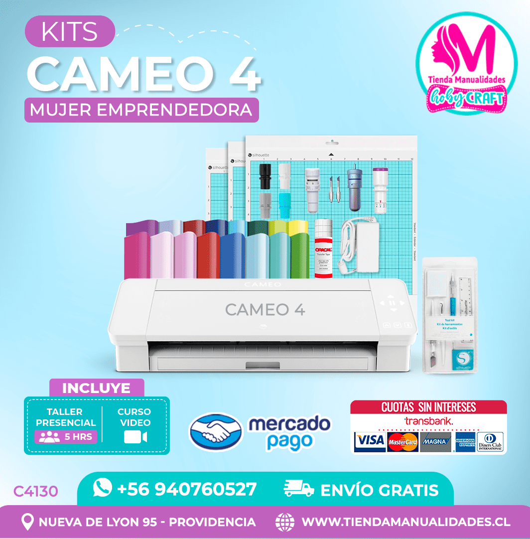 C4130 Plotter Silhouette Cameo 4 + Taller presencial – Envío gratis – Entrega inmediata