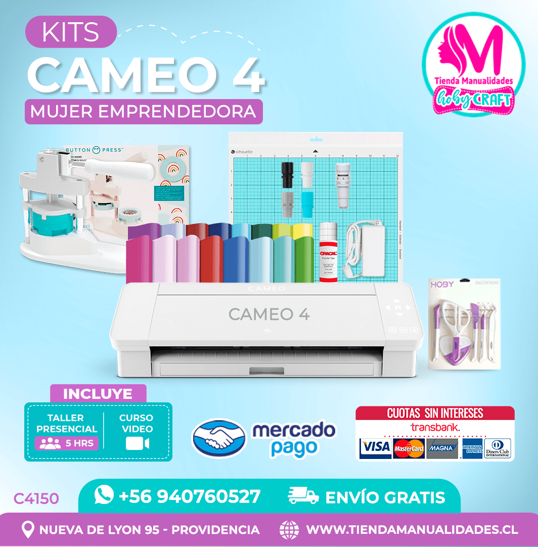 C4150 Plotter Silhouette Cameo 4 + Taller presencial – Envío gratis – Entrega inmediata