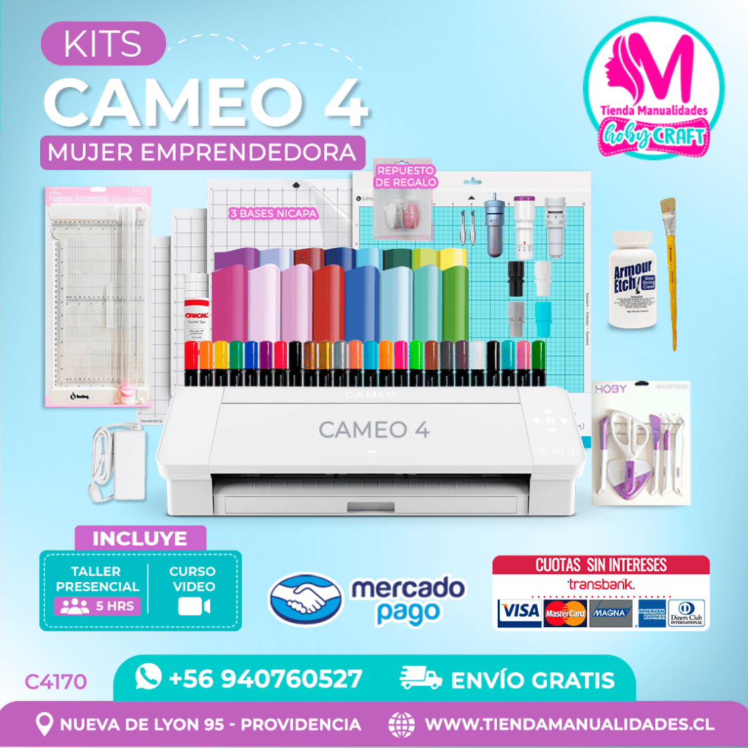 C4170 Plotter Silhouette Cameo 4 + Taller presencial – Envío gratis – Entrega inmediata