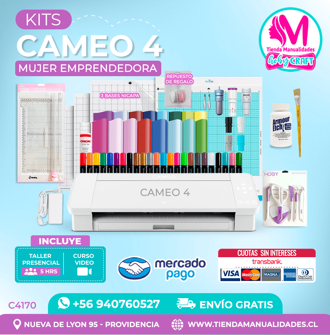 C4170 Plotter Silhouette Cameo 4 + Taller presencial – Envío gratis – Entrega inmediata