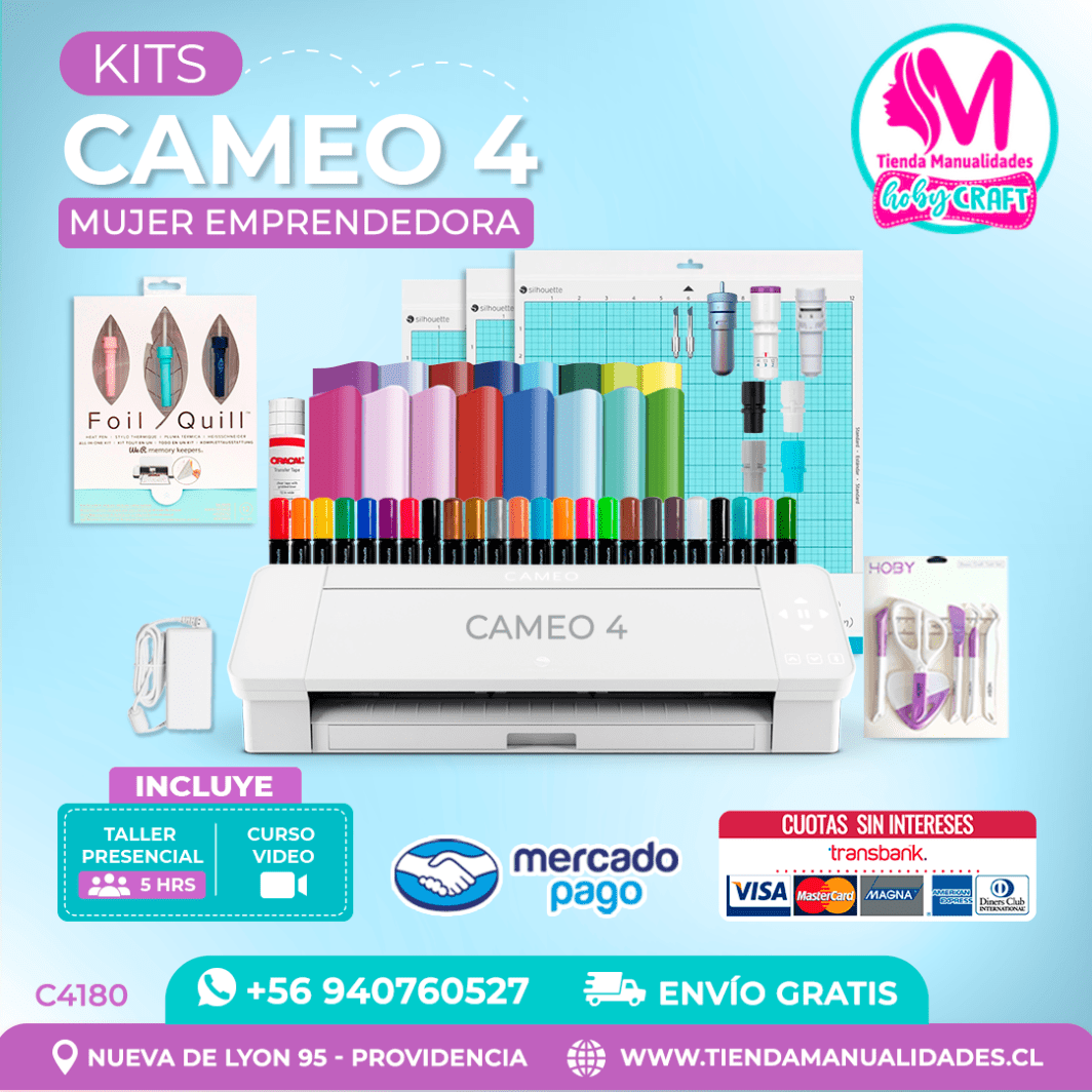 C4180 Plotter Silhouette Cameo 4 + Taller presencial – Envío gratis – Entrega inmediata