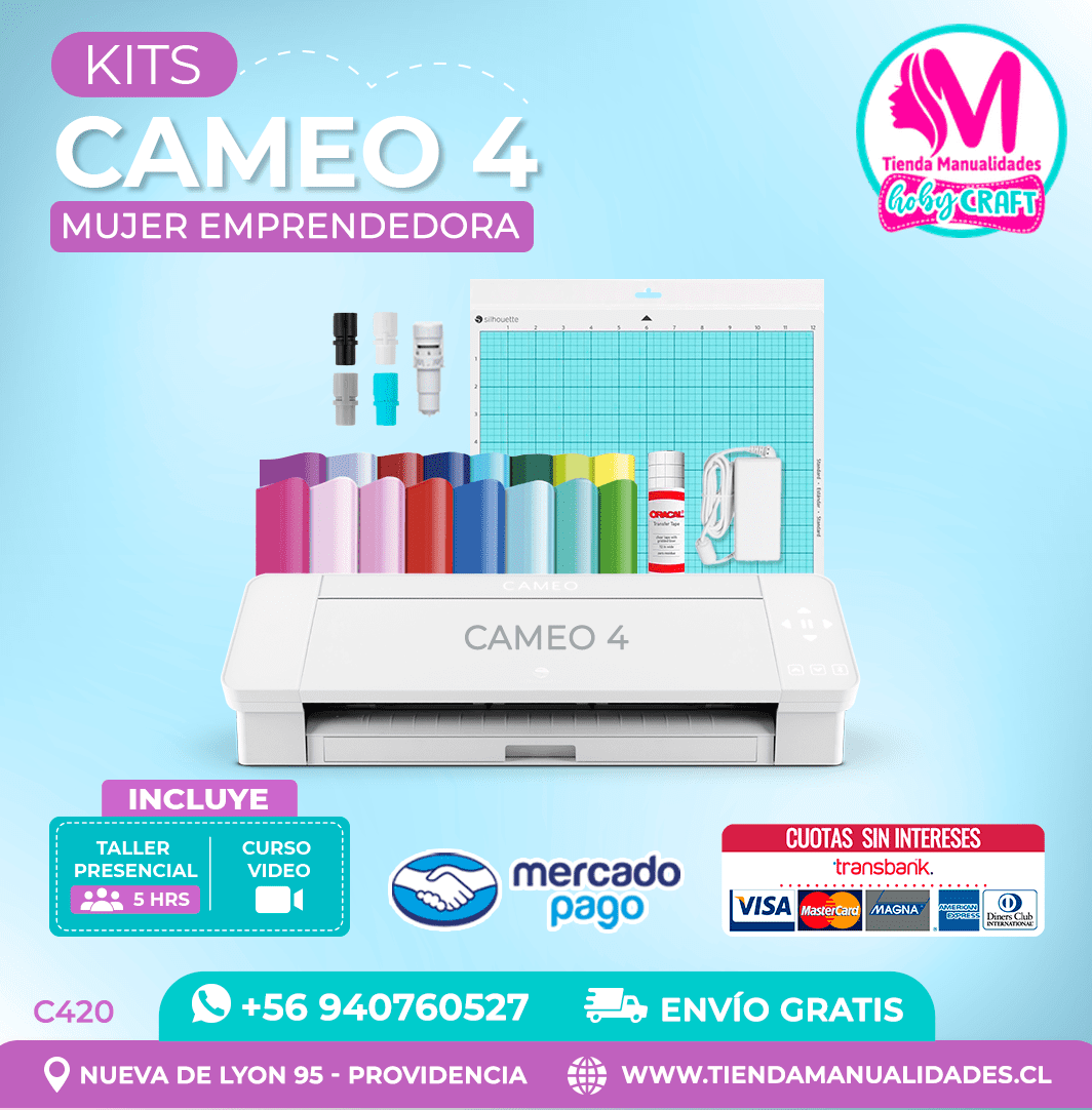 C420 Plotter Silhouette Cameo 4 + Taller presencial – Envío gratis – Entrega inmediata