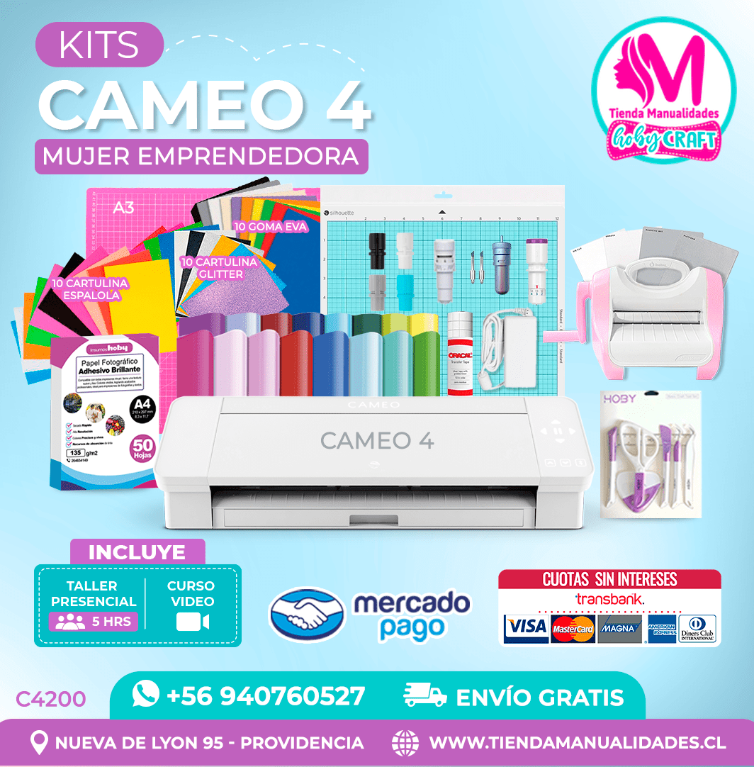C4200 Plotter Silhouette Cameo 4 + Taller presencial – Envío gratis – Entrega inmediata
