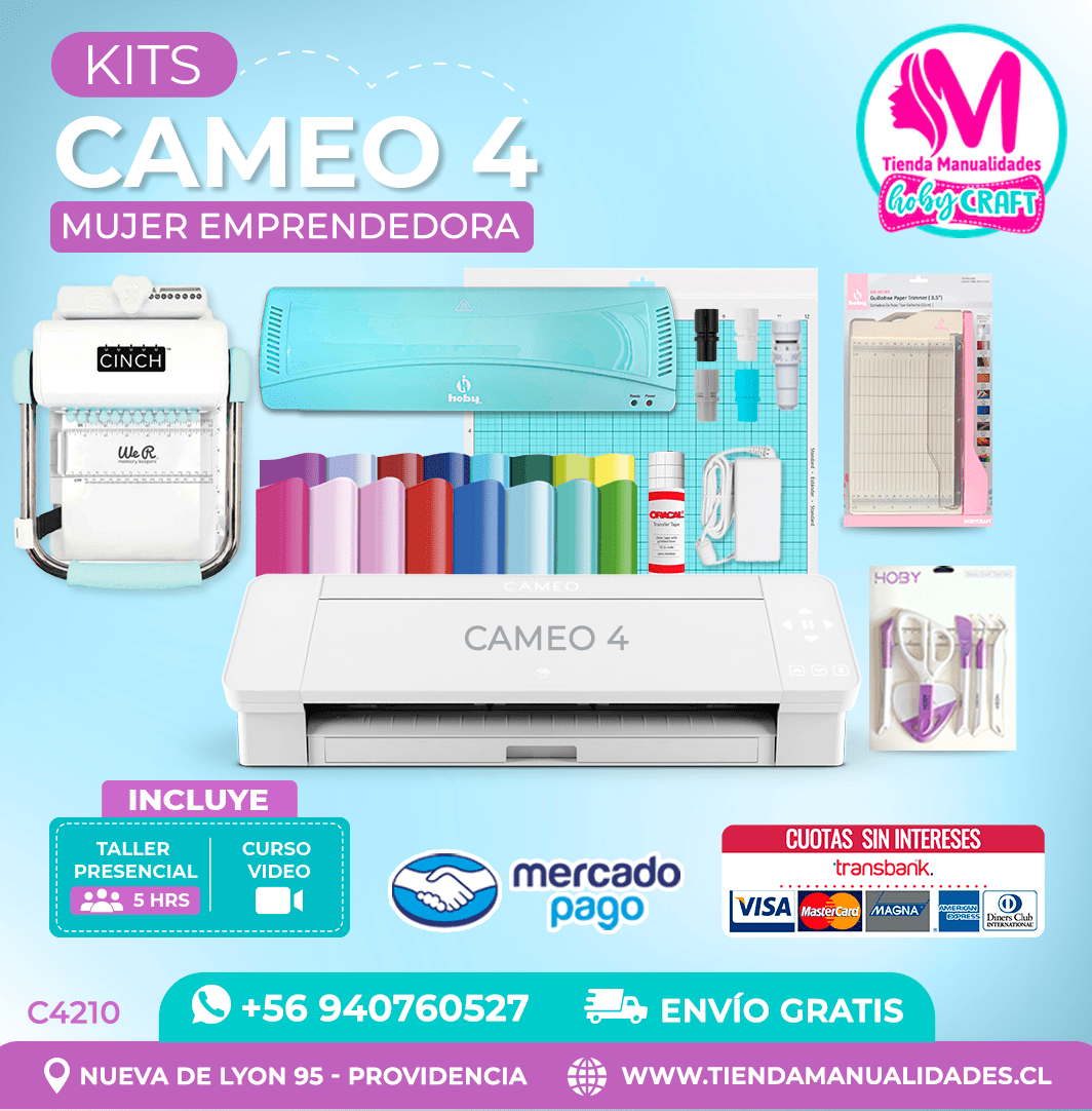 C4210 Plotter Silhouette Cameo 4 + Taller presencial – Envío gratis – Entrega inmediata