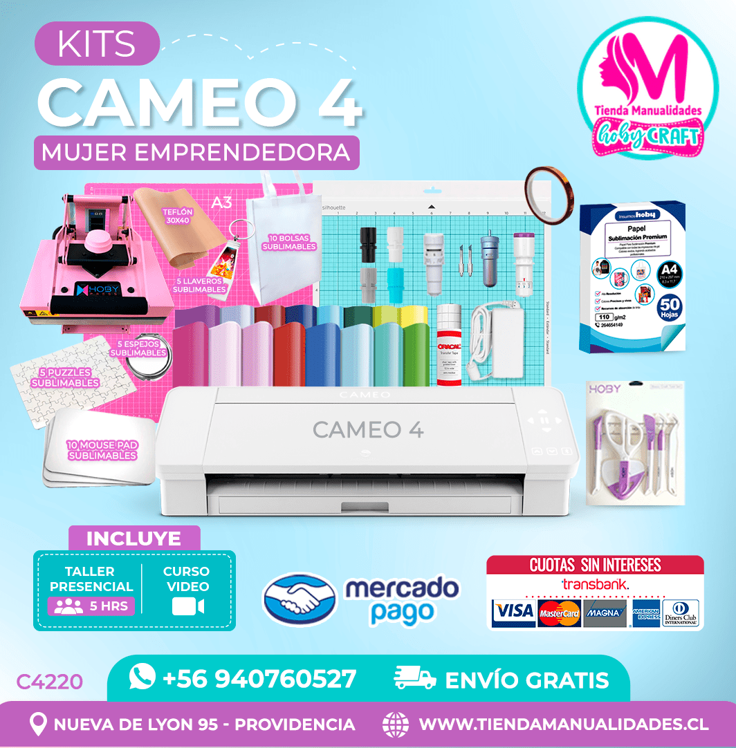 C4220 Plotter Silhouette Cameo 4 + Taller presencial – Envío gratis – Entrega inmediata