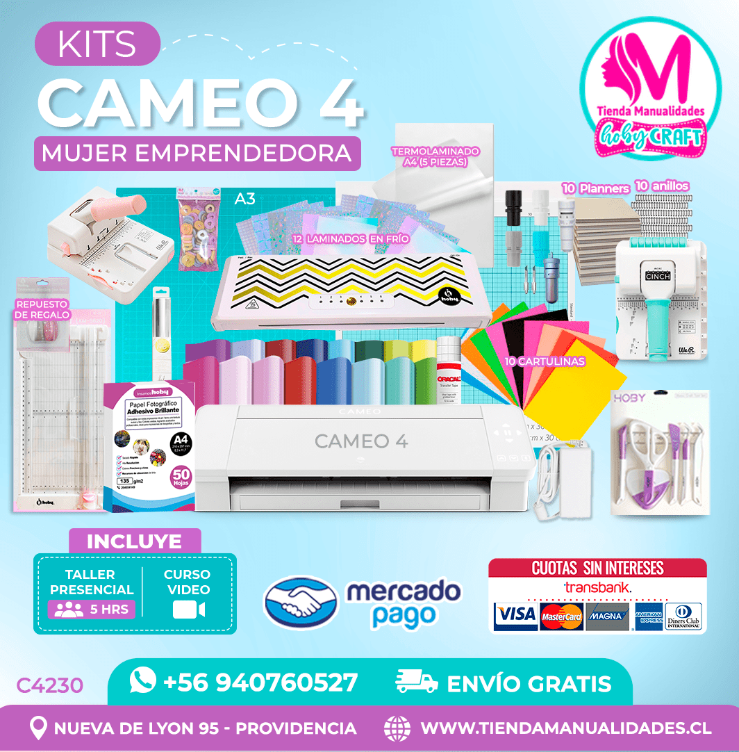 C4230 Plotter Silhouette Cameo 4 + Taller presencial – Envío gratis – Entrega inmediata