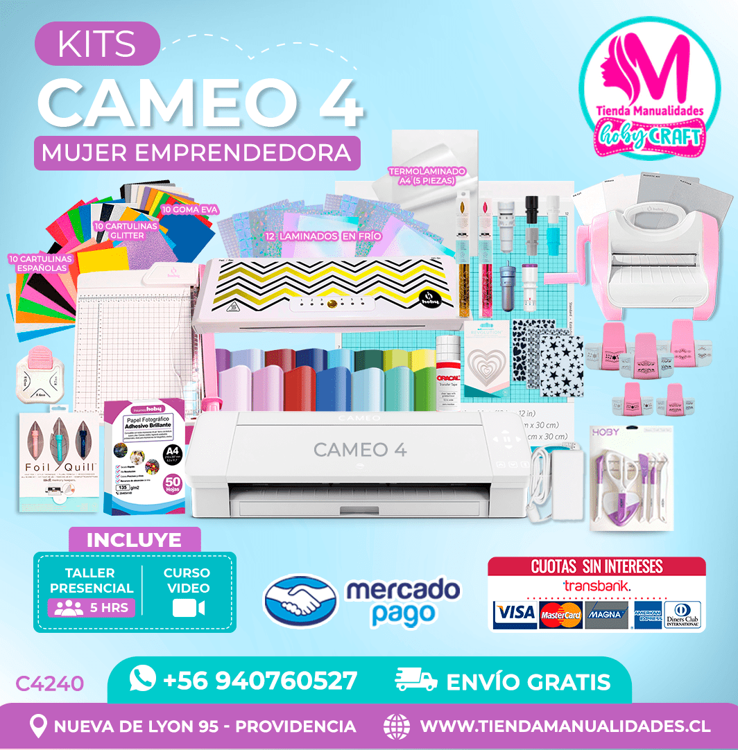 C4240 Plotter Silhouette Cameo 4 + Taller presencial – Envío gratis – Entrega inmediata