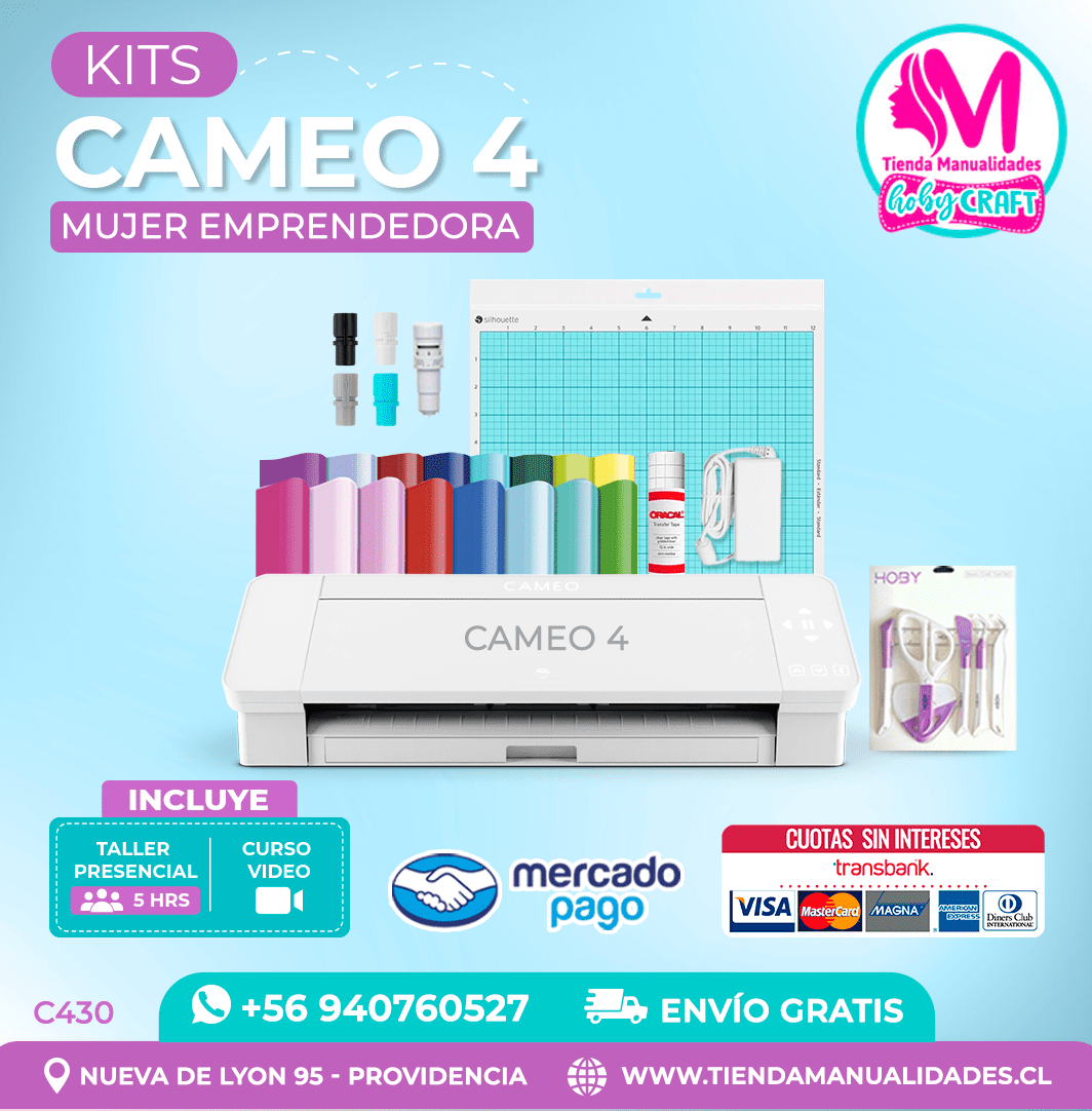 C430 Plotter Silhouette Cameo 4 + Taller presencial – Envío gratis – Entrega inmediata