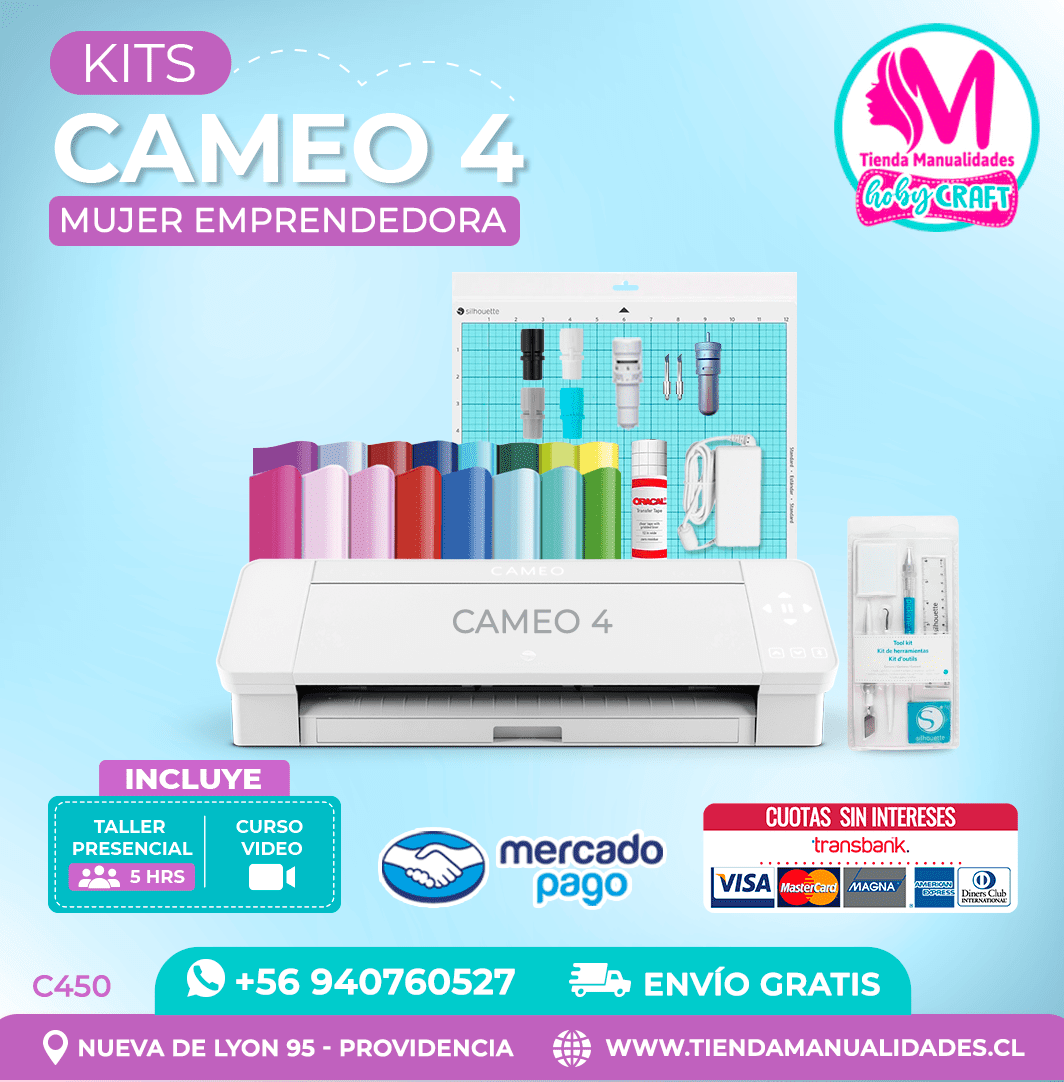 C450 Plotter Silhouette Cameo 4 + Taller presencial – Envío gratis – Entrega inmediata