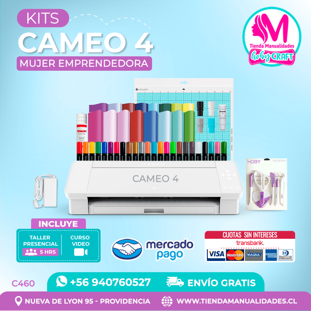 C460 Plotter Silhouette Cameo 4 + Taller presencial – Envío gratis – Entrega inmediata