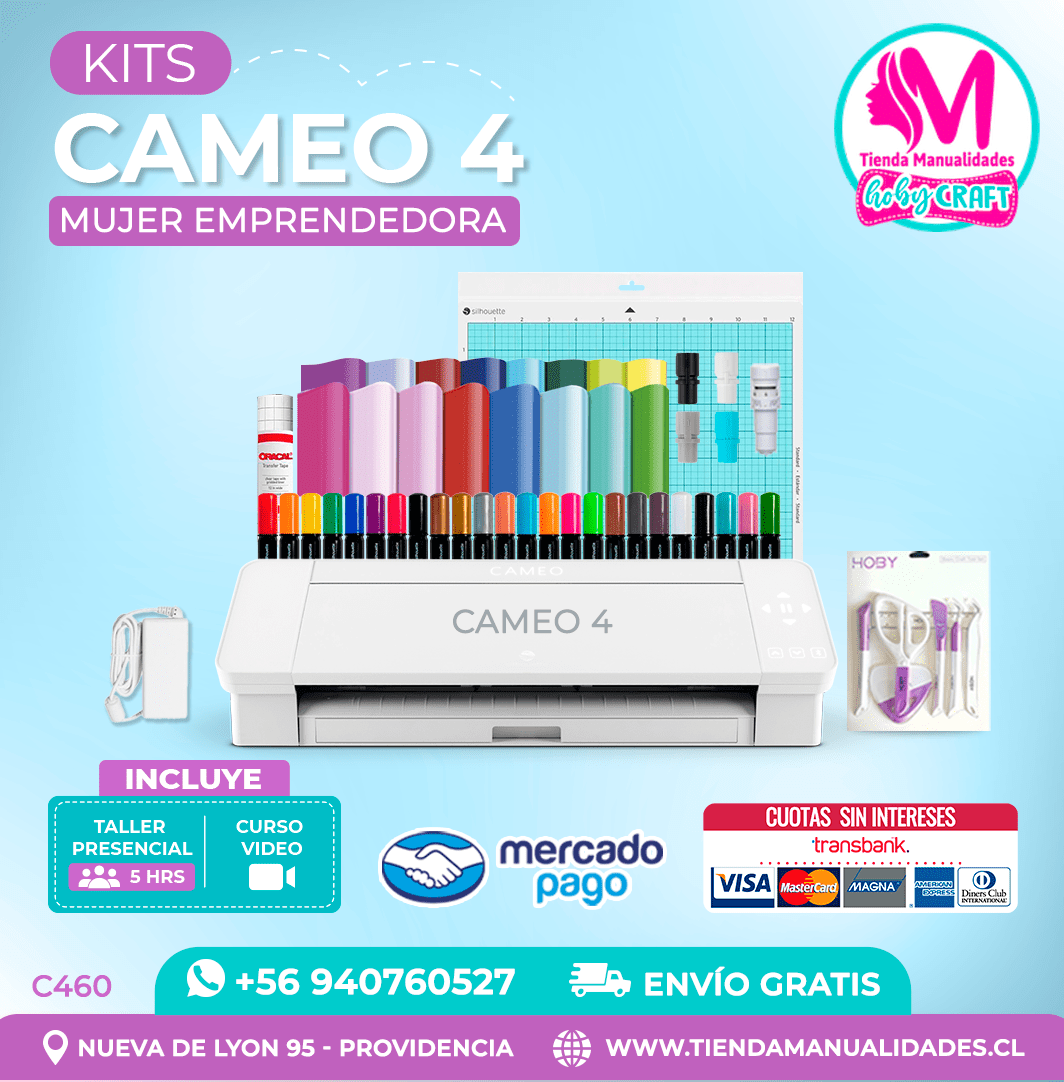 C460 Plotter Silhouette Cameo 4 + Taller presencial – Envío gratis – Entrega inmediata