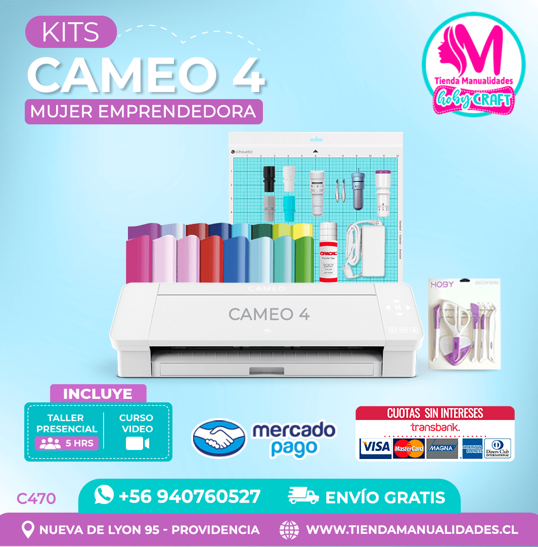 C470 Plotter Silhouette Cameo 4 + Taller presencial – Envío gratis – Entrega inmediata