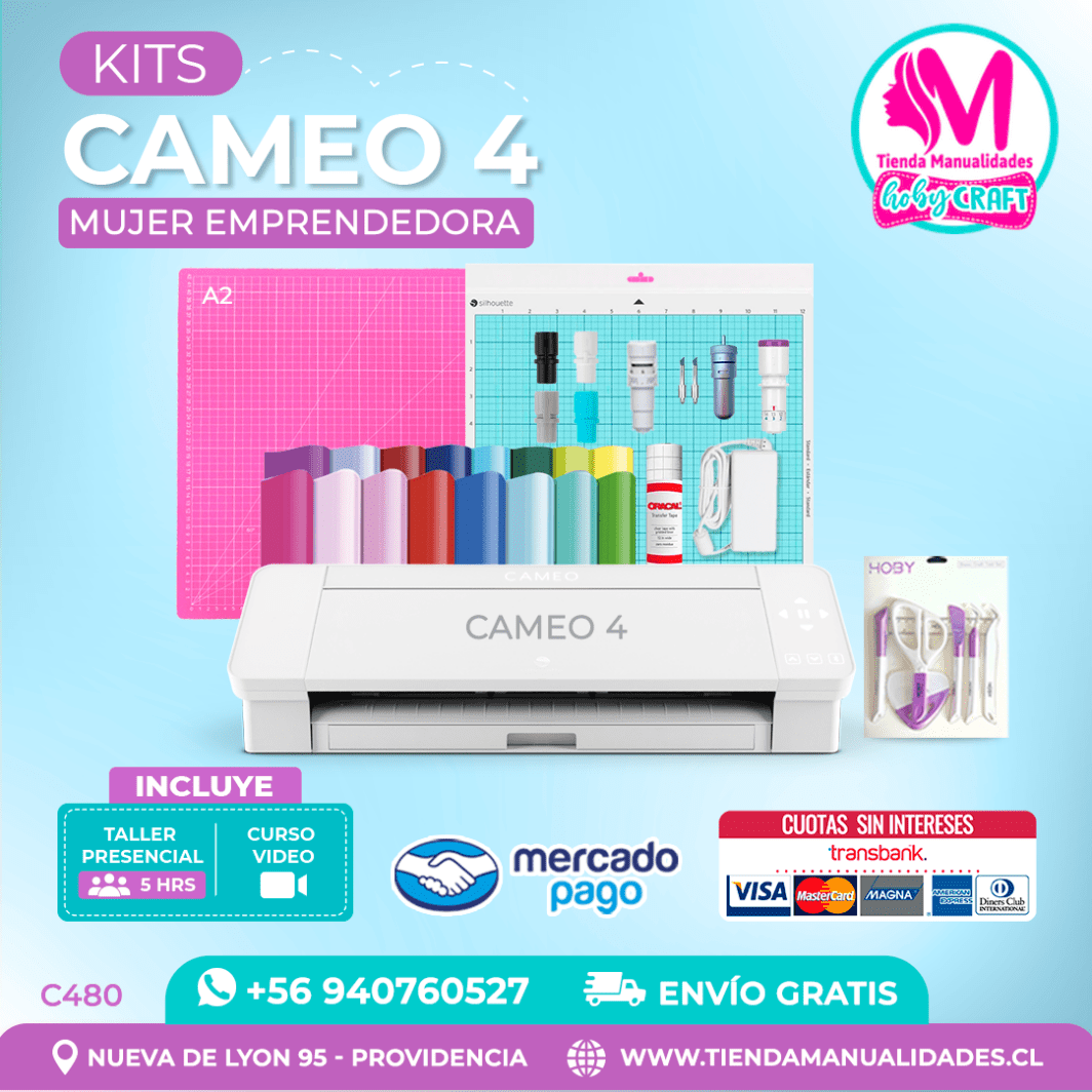 C480 Plotter Silhouette Cameo 4 + Taller presencial – Envío gratis – Entrega inmediata