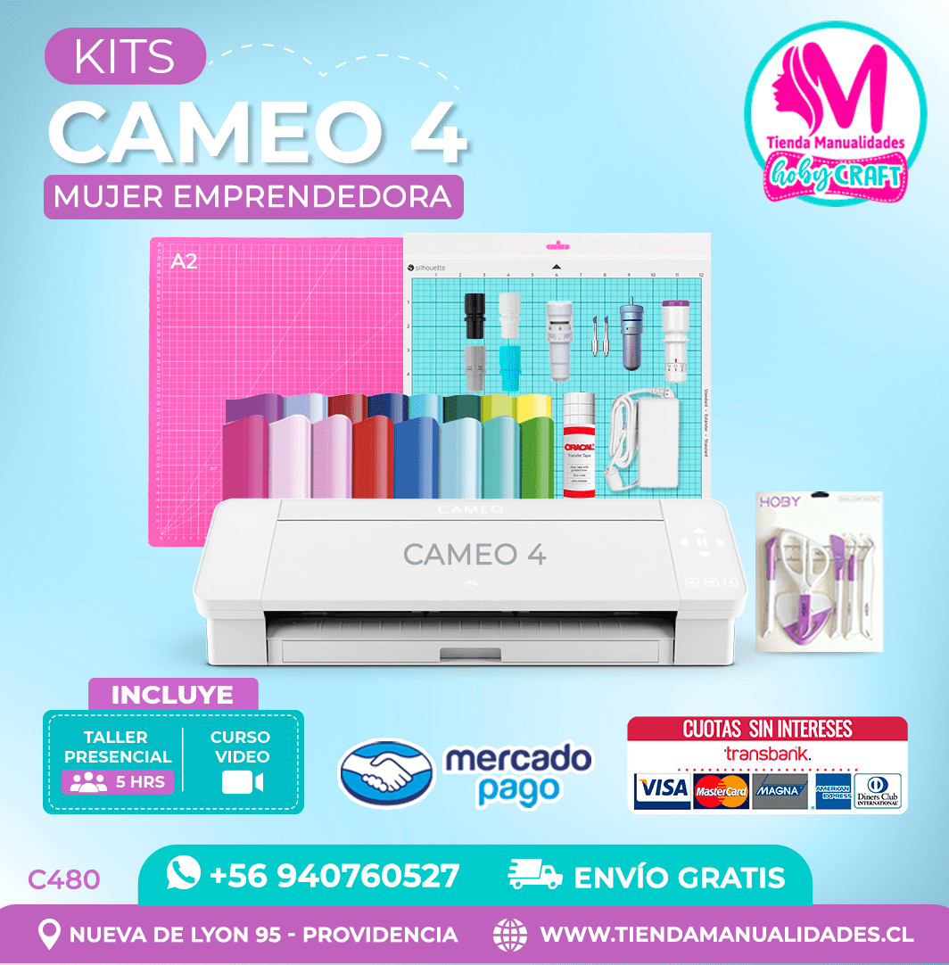 C480 Plotter Silhouette Cameo 4 + Taller presencial – Envío gratis – Entrega inmediata