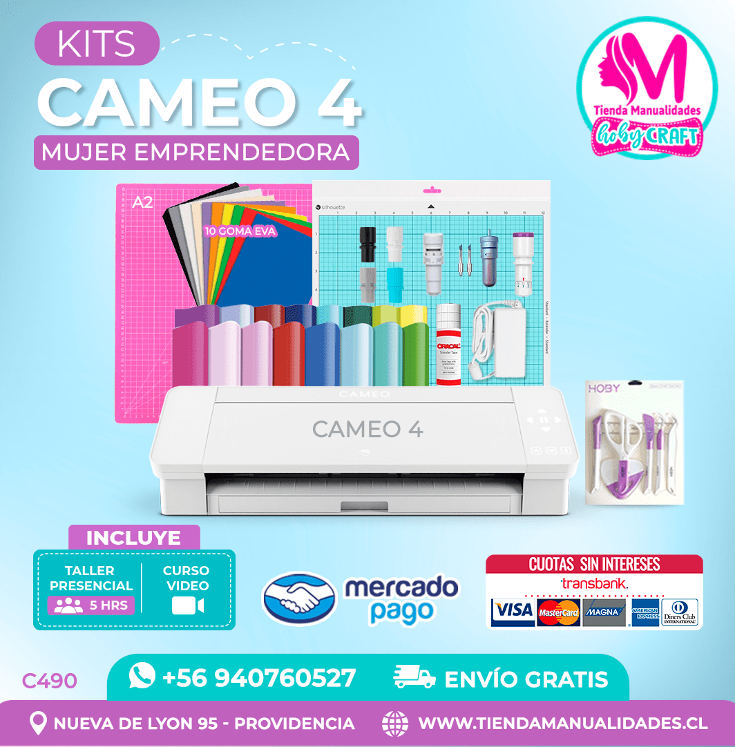 C490 Plotter Silhouette Cameo 4 + Taller presencial – Envío gratis – Entrega inmediata