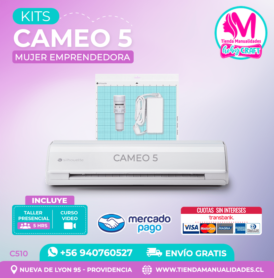 C510 Kit Silhouette Cameo 5 blanca + Taller presencial + Envío gratis – Entrega inmediata