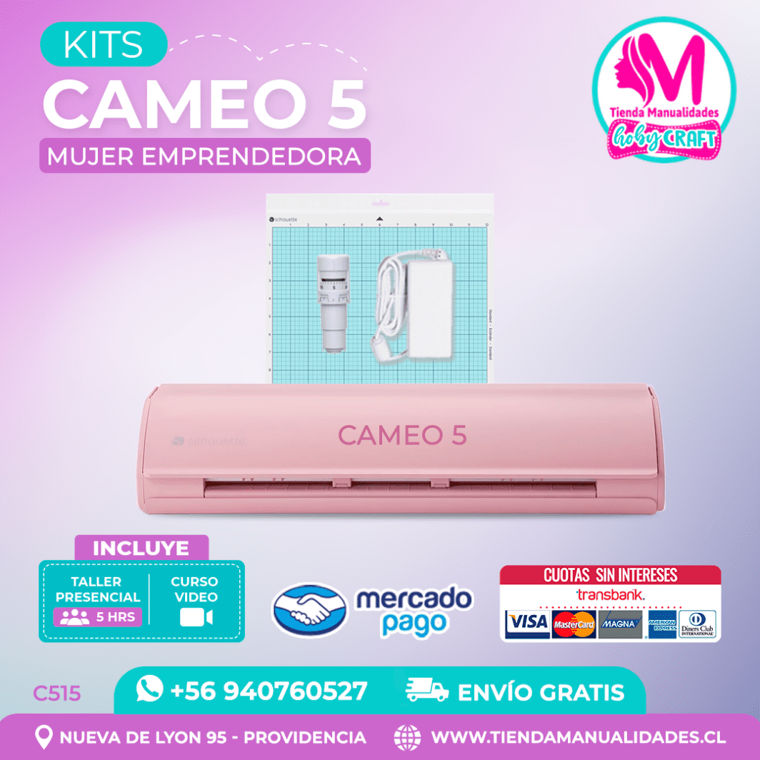 C515 Kit Silhouette Cameo 5 rosada + Taller presencial + Envío gratis – Entrega inmediata