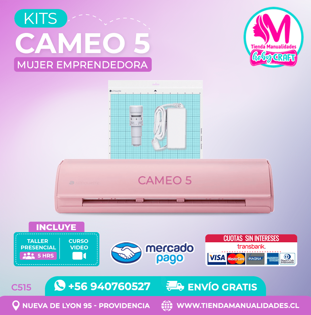 C515 Kit Silhouette Cameo 5 rosada + Taller presencial + Envío gratis – Entrega inmediata