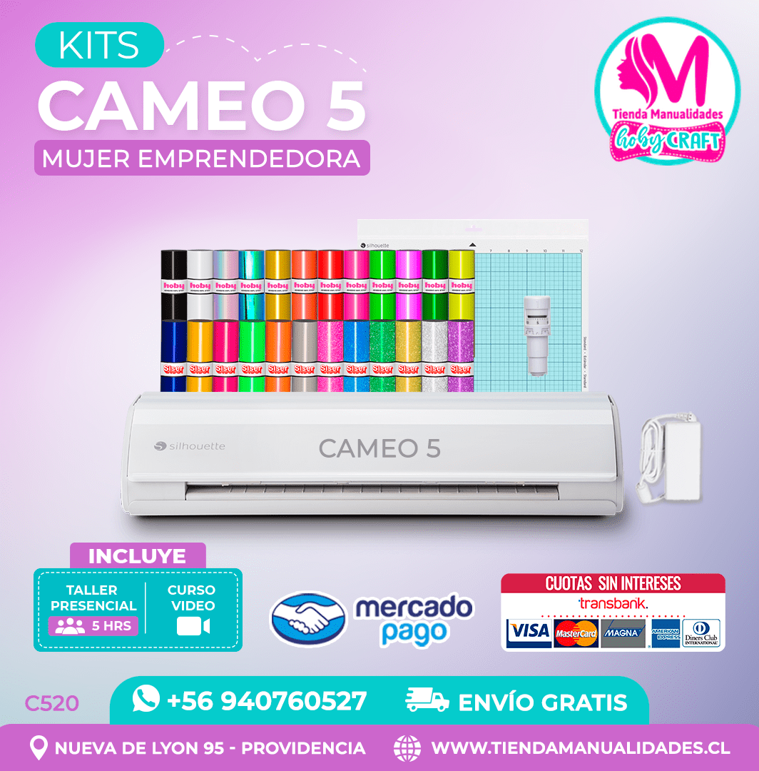 C520 Kit Silhouette Cameo 5 blanca + Taller presencial + Envío gratis – Entrega inmediata