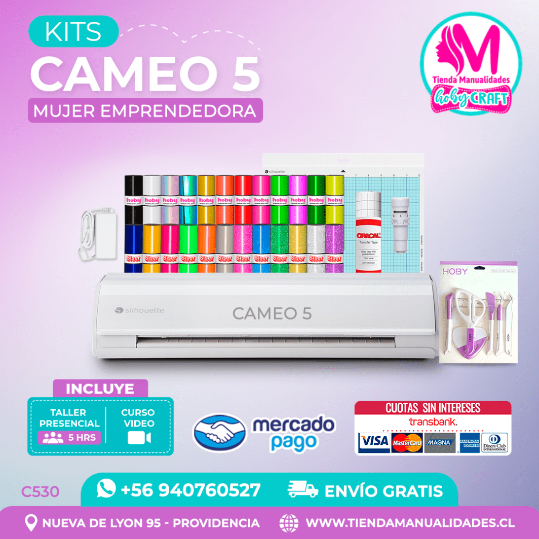 C530 Kit Silhouette Cameo 5 blanca + Taller presencial + Envío gratis – Entrega inmediata