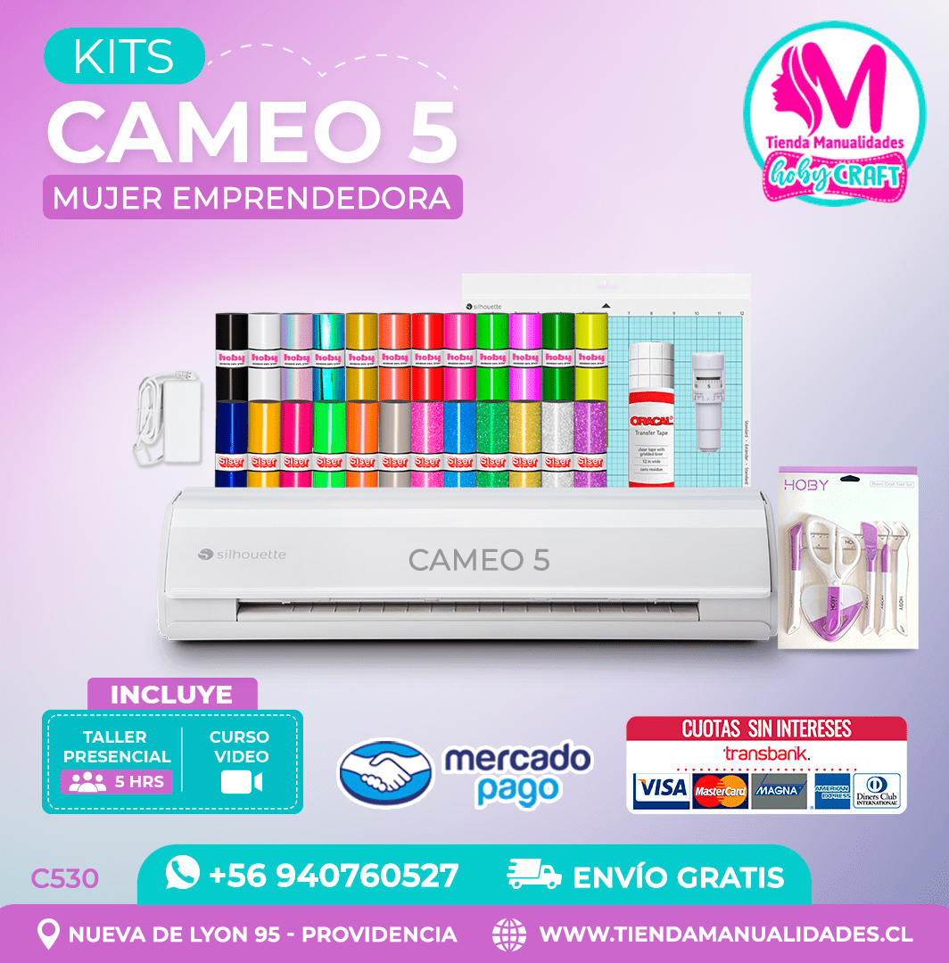 C530 Kit Silhouette Cameo 5 blanca + Taller presencial + Envío gratis – Entrega inmediata