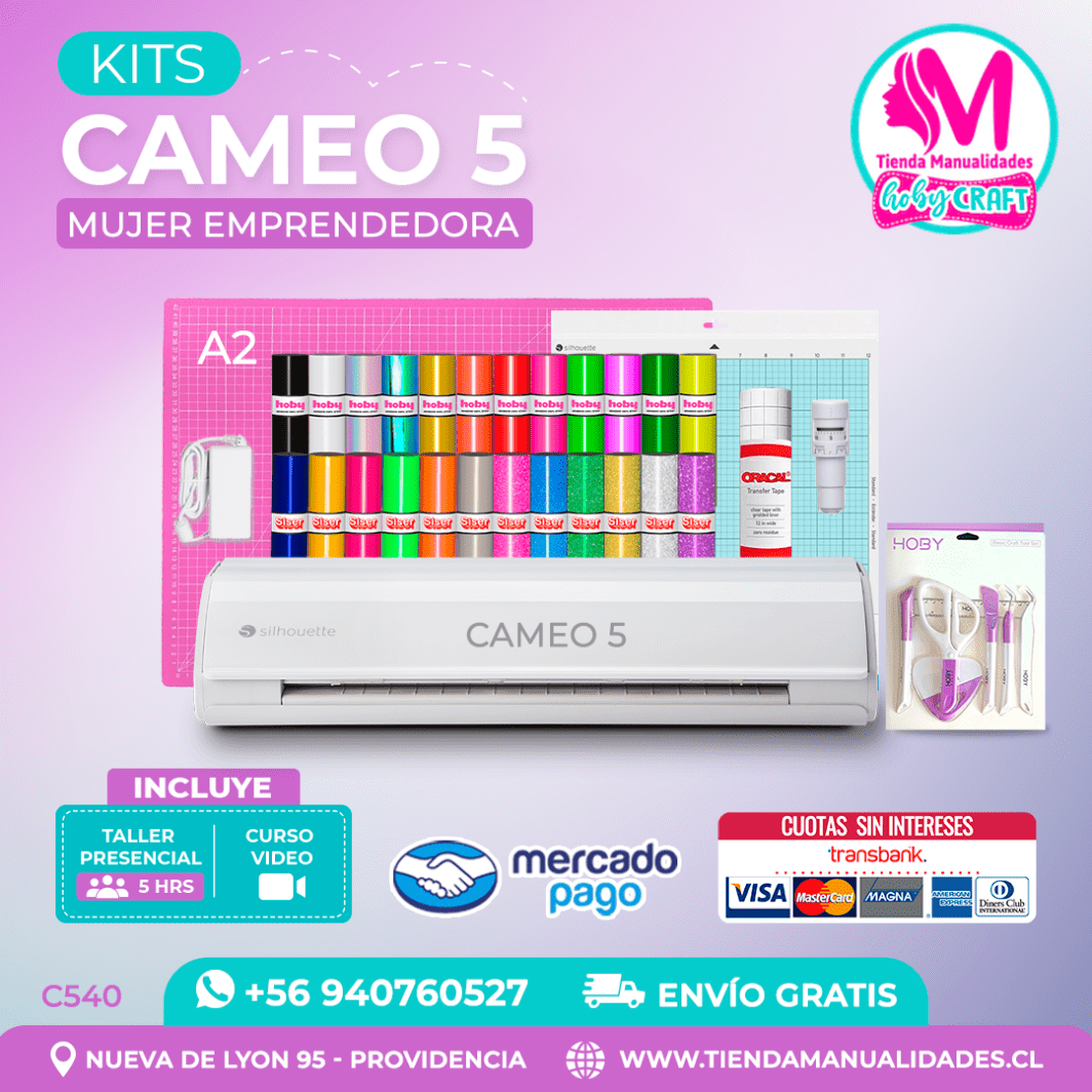 C540 Kit Silhouette Cameo 5 blanca + Taller presencial + Envío gratis – Entrega inmediata