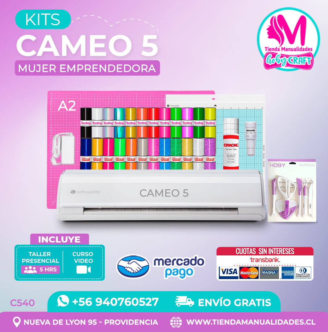 C540 Kit Silhouette Cameo 5 blanca + Taller presencial + Envío gratis – Entrega inmediata