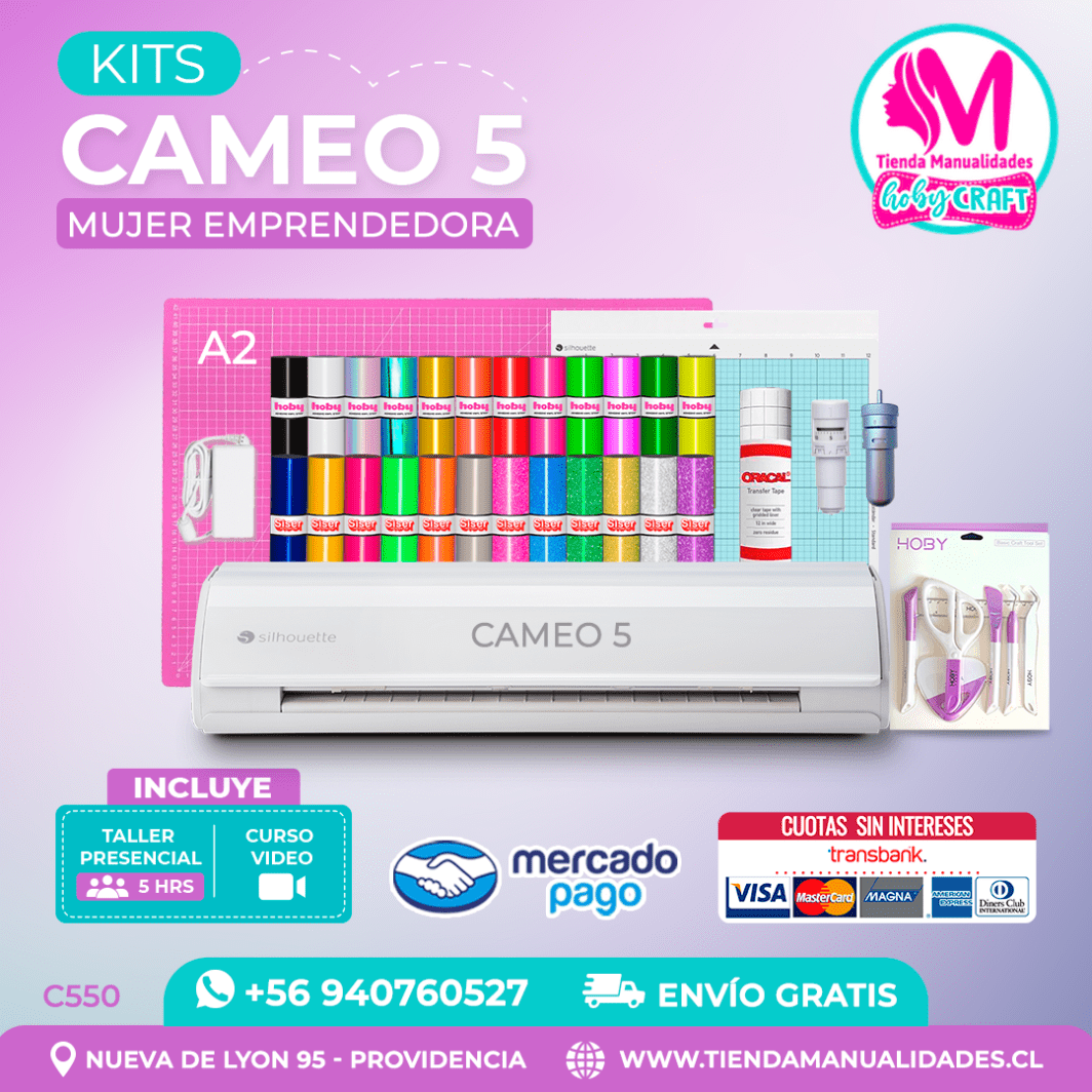 C550 Kit Silhouette Cameo 5 blanca + Taller presencial + Envío gratis – Entrega inmediata
