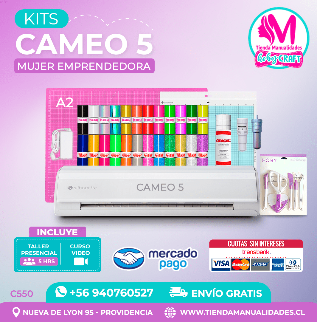 C550 Kit Silhouette Cameo 5 blanca + Taller presencial + Envío gratis – Entrega inmediata