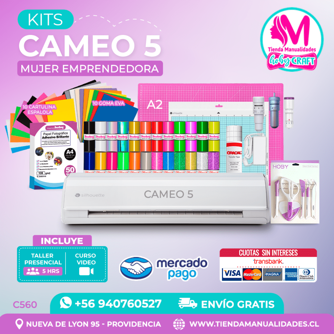 C560 Kit Silhouette Cameo 5 blanca + Taller presencial + Envío gratis – Entrega inmediata