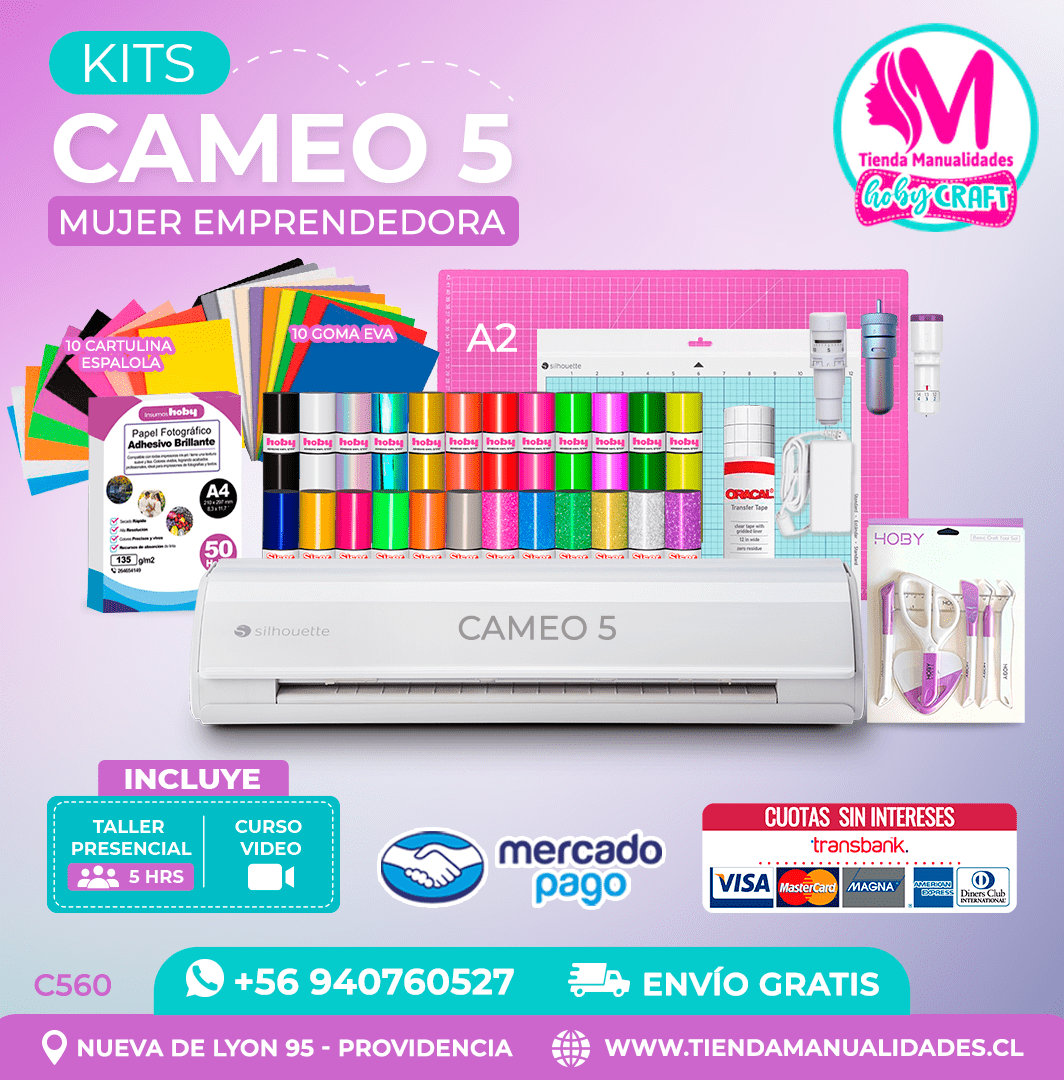 C560 Kit Silhouette Cameo 5 blanca + Taller presencial + Envío gratis – Entrega inmediata