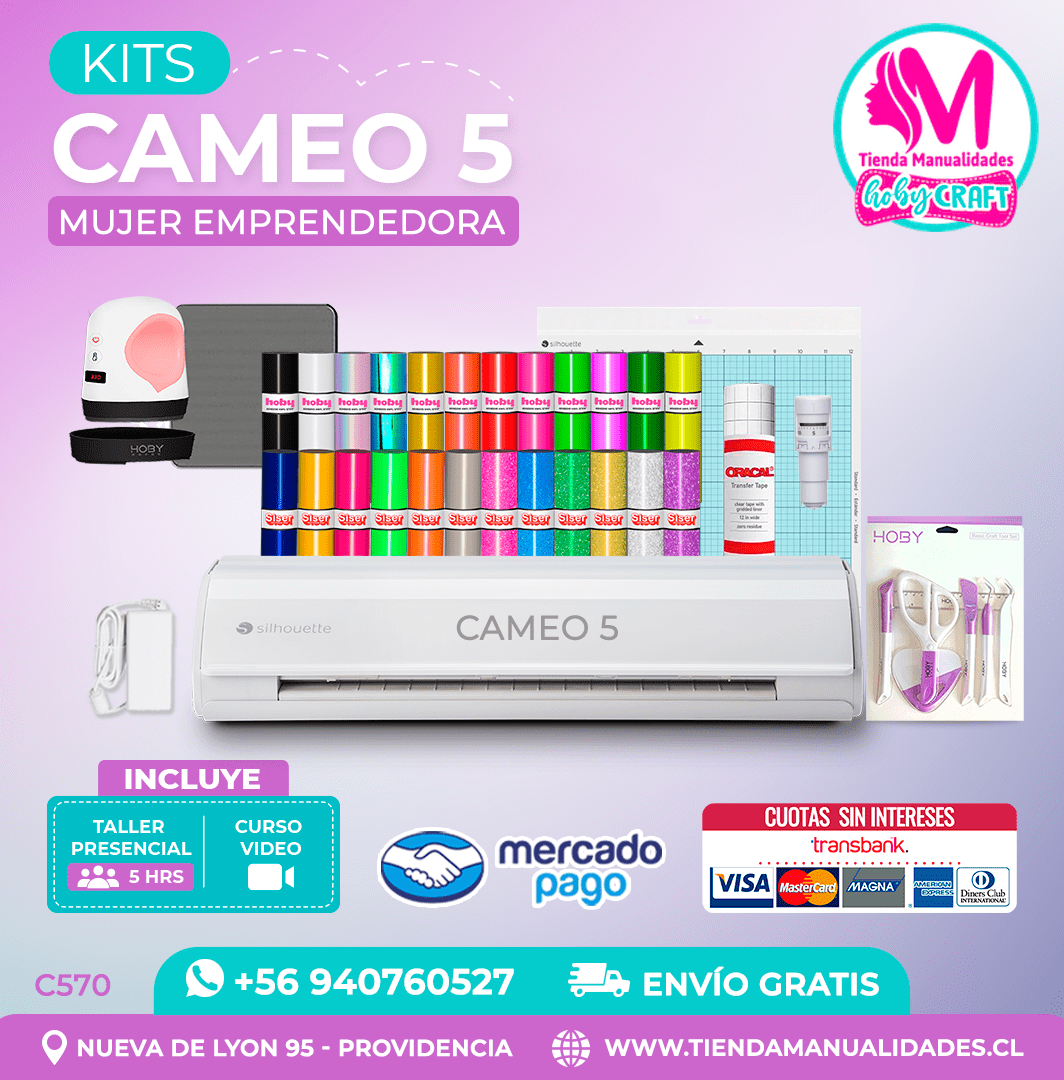 C570 Kit Silhouette Cameo 5 blanca + Taller presencial + Envío gratis – Entrega inmediata