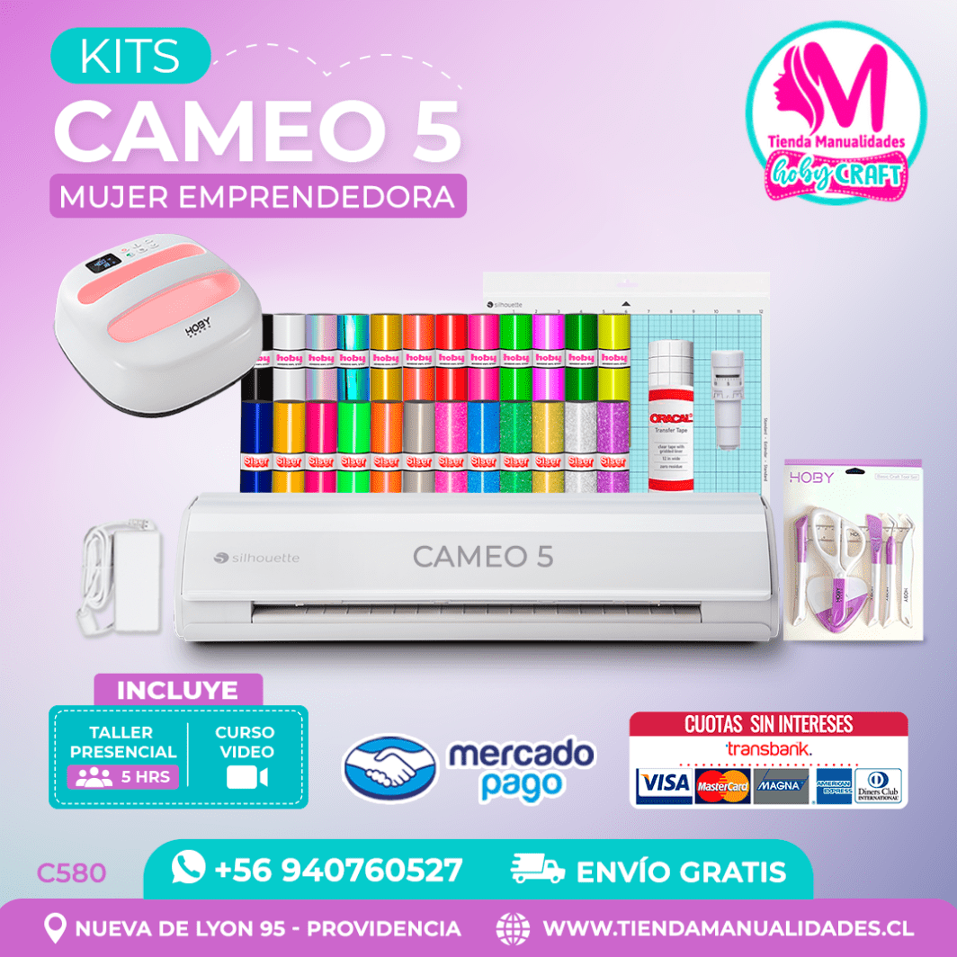 C580 Kit Silhouette Cameo 5 blanca + Taller presencial + Envío gratis – Entrega inmediata