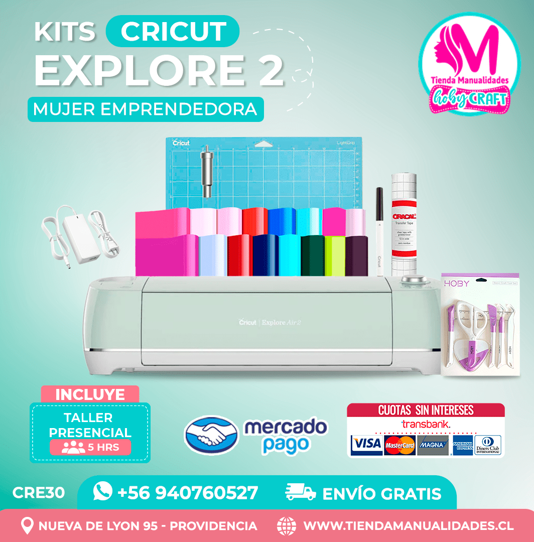 CRE30 Plotter Cricut Explore Air2 – Taller presencial – Envío gratis – Entrega inmediata