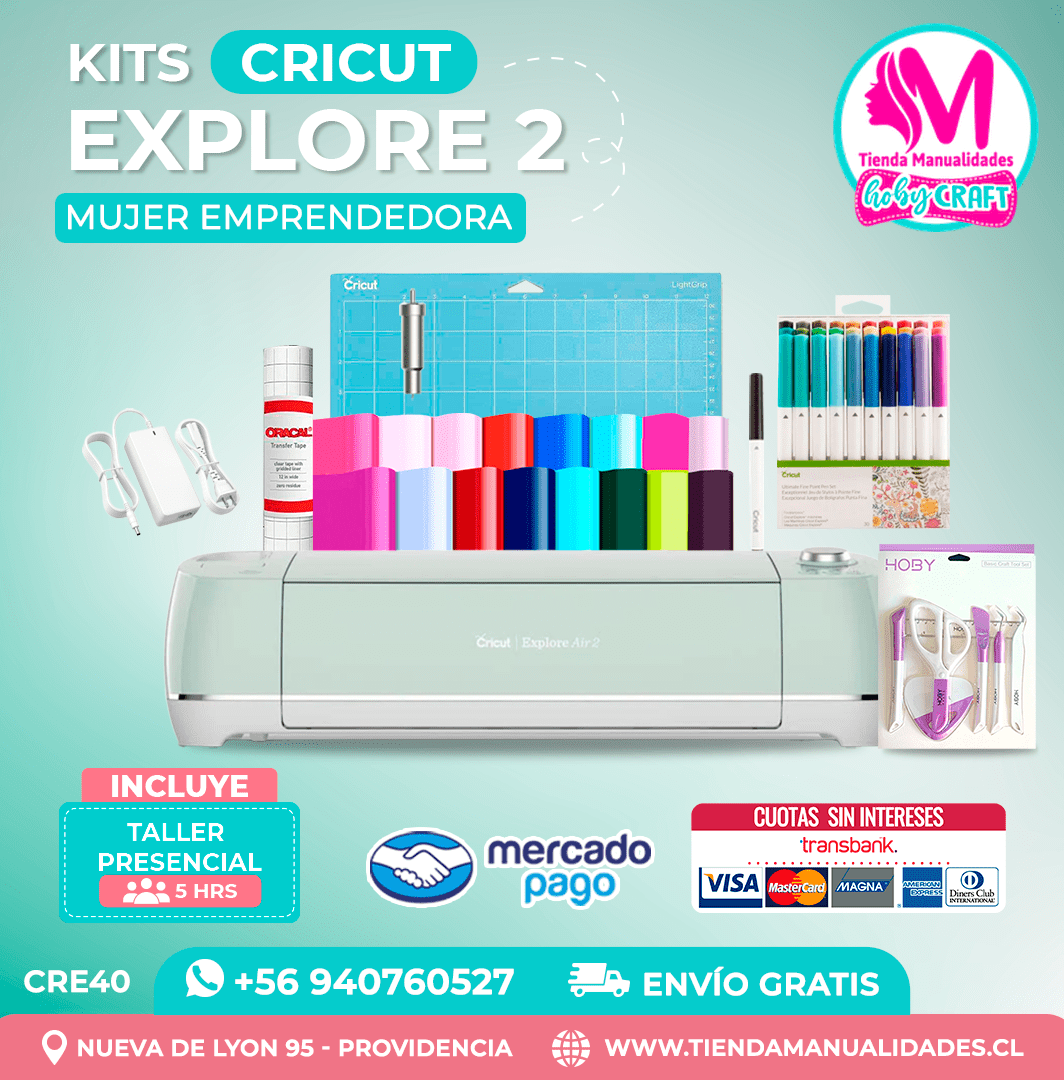 CRE40 Plotter Cricut Explore Air2 – Taller presencial – Envío gratis – Entrega inmediata