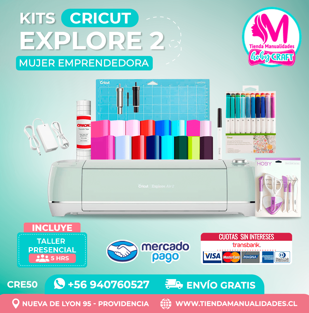 CRE50 Plotter Cricut Explore Air2 – Taller presencial – Envío gratis – Entrega inmediata